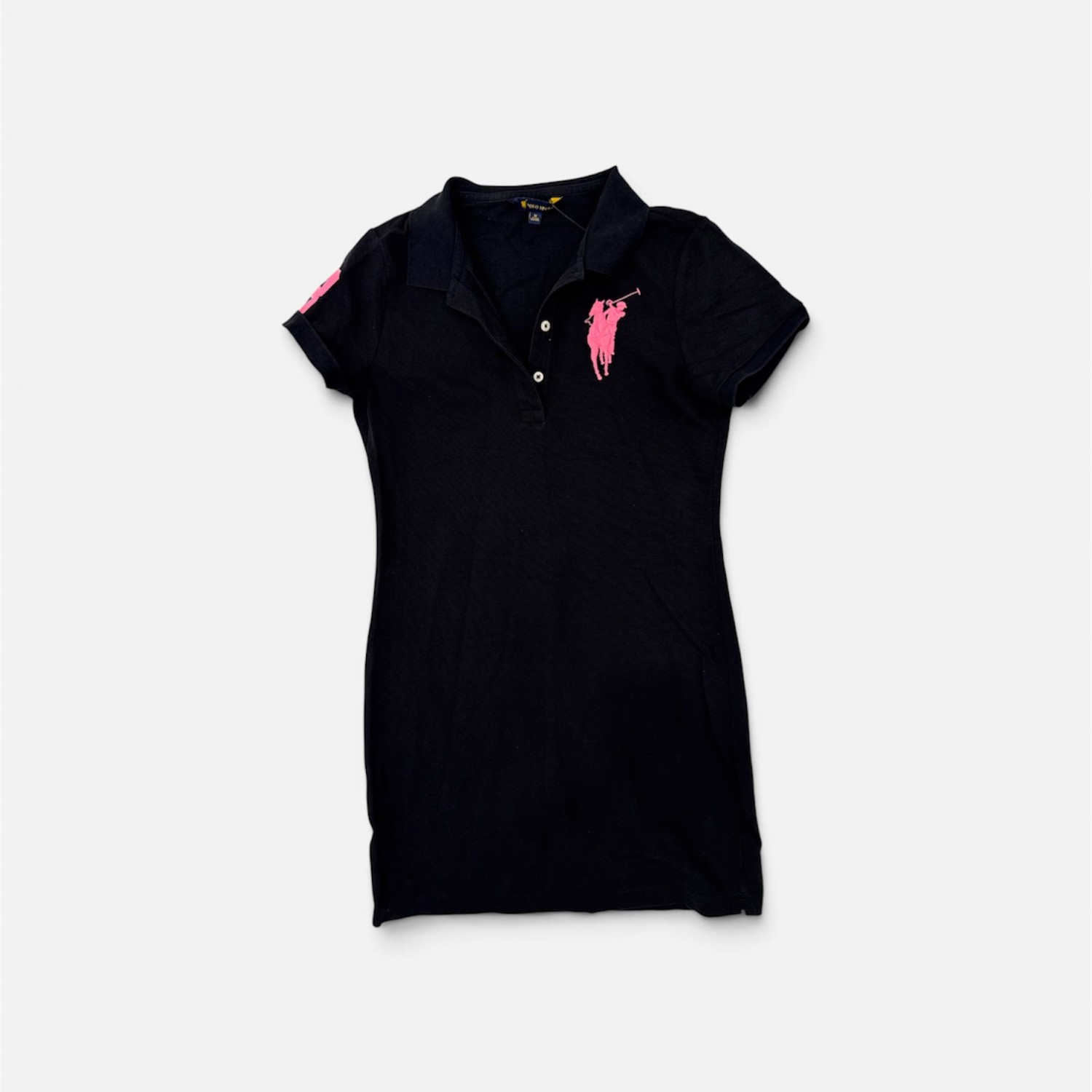 U.S. Polo Assn. Γυναικείο Μαύρο Polo Φόρεμα με Ροζ Big Logo / Pre-Owned